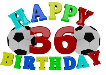 Obraz premium 3D Rendering Happy Birthday with Football and a number
