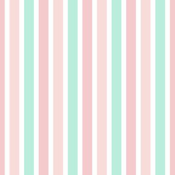 Pink and green striped pastel repeating pattern . Abstract colored seamless background with vertical stripes.