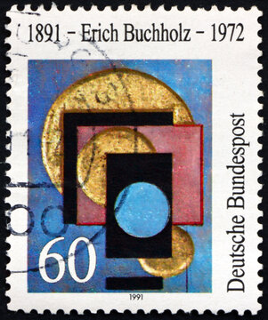 Postage stamp Germany 1991 Three Golden Circles, by Erich Buchholz