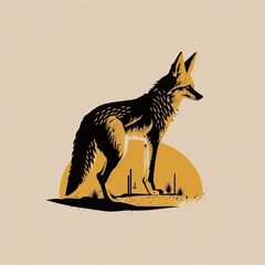 minimalist coyote logo - obrazy, fototapety, plakaty