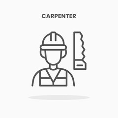 Carpenter icon vector illustration line style. Great design for web, app and more. Editable Stroke and pixel perfect.