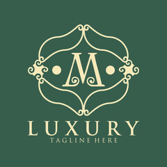 M letter luxury logo. Brand identity for cafe, shop, store, restaurant, boutique, hotel, heraldic, fashion and etc.