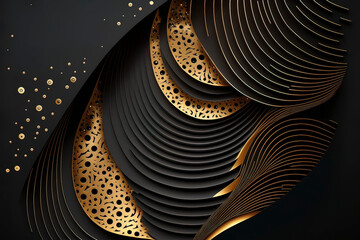 Gold and black patterns luxury background. AI