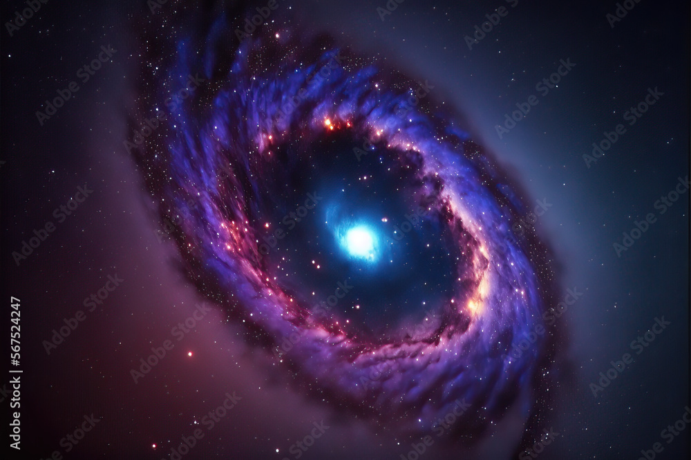 Canvas Prints illustration of a space cosmic background of a colorful supernova nebula and stars, glowing mysterio