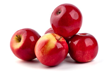 Shiny red apples, isolated on white background.