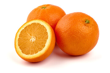 Oranges, isolated on white background.