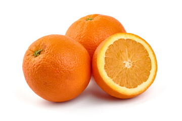 Oranges, isolated on white background.