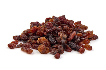 Raisins, isolated on white background.