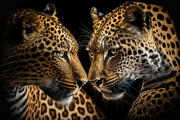 Fototapeta na wymiar close up of a leopard. Generative AI.