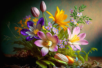 Obraz na płótnie Canvas Spring flowers - Generative AI