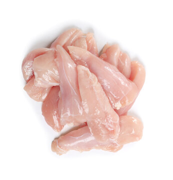 aiguillettes de poulet sur fond blanc