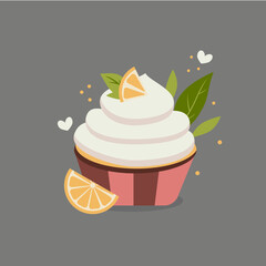 Cupcake with Cream decoration lemone 