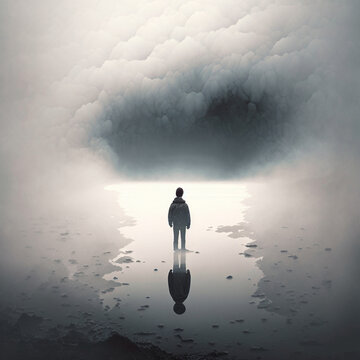 Abstract image of a man in a fog
