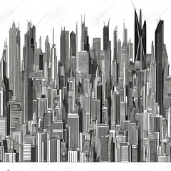 city ​​graphic black and white cityscape skyline sketch illustration vector - generative ai