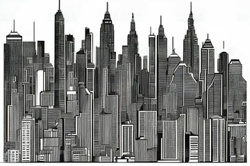 city ​​graphic black and white cityscape skyline sketch illustration vector - generative ai