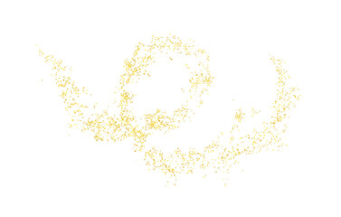 Curl, swirl plume golden abstract grainy texture, crumbs for background or backdrop. Gold dust. Sand particles grain. Pieces plume. Jewelry, carefully placed by hand. Jewel confetti. png