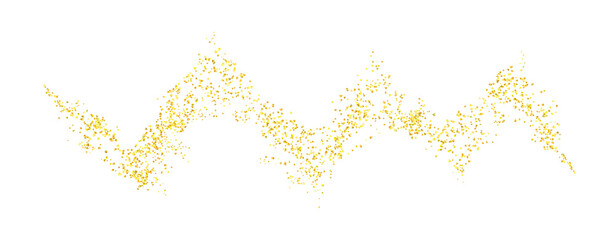 Zigzag, squiggle plume golden abstract grainy texture, crumbs for background or backdrop. Gold dust. Sand particles grain. Jewelry, carefully placed by hand. Jewel confetti. png