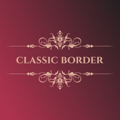 Classic border. Elegant floral decor. Decorative retro frame.