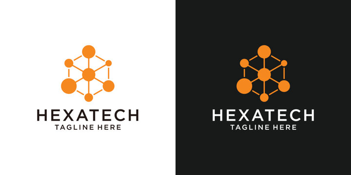 logo design hexagon with tech style modern connection