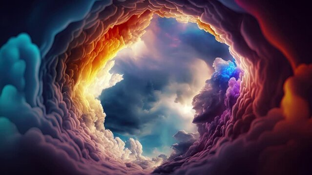 Cinemagraph twirl of colorful clouds in the sky, ai generated
