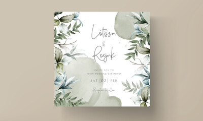 elegant vintage leaves watercolor wedding invitation card set