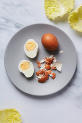 shelled eggs on a plate
