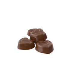 Candies in the shape of a heart on transparent background