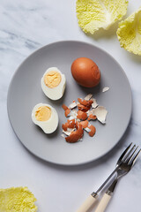 shelled eggs on a plate