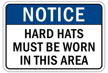 Protective equipment sign and labels hard hat must be worn in this area