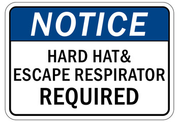 Protective equipment sign and labels hard hat and respirator required