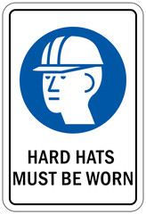Protective equipment sign hard hat must be worn