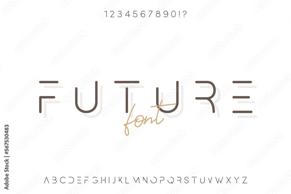 Poster modern minimalistic font. futuristic and minimalistic sans serif font. stylish alphabet with upperca