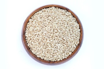 Barley grain on white background.