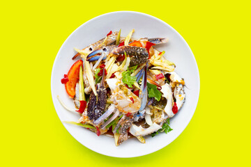 spicy green mango salad with blue crab