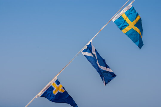 three little nautical flags