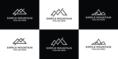 logo design simple mountain set template