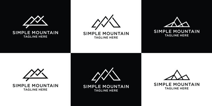logo design simple mountain set template