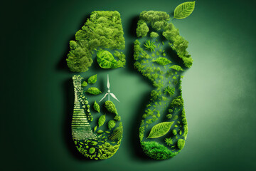 Green business and sustainable development using renewable energy. Concept to lower CO2 emissions. Green enterprises that rely on renewable energy can reduce climate change and global warming