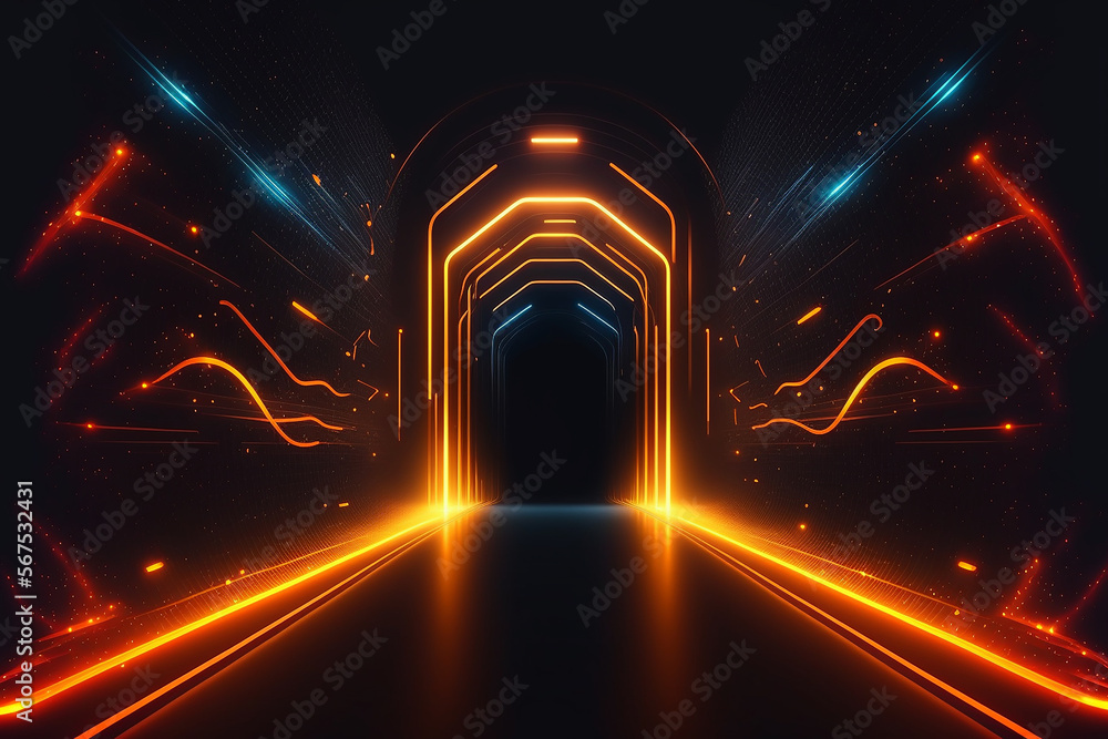 Poster futuristic technology abstract background with lines for network. illustration generative ai