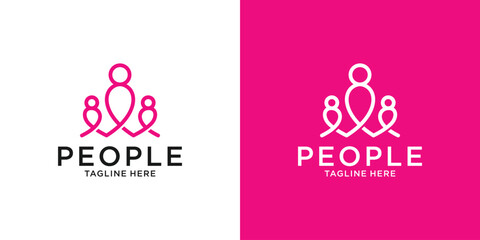logo design people line simple modern template