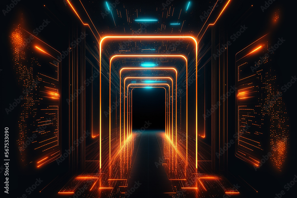 Poster futuristic technology abstract background with lines for network. illustration generative ai