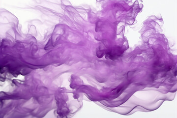 Fototapeta na wymiar Moving violet flames and smoke on a white background. Illustration Generative AI
