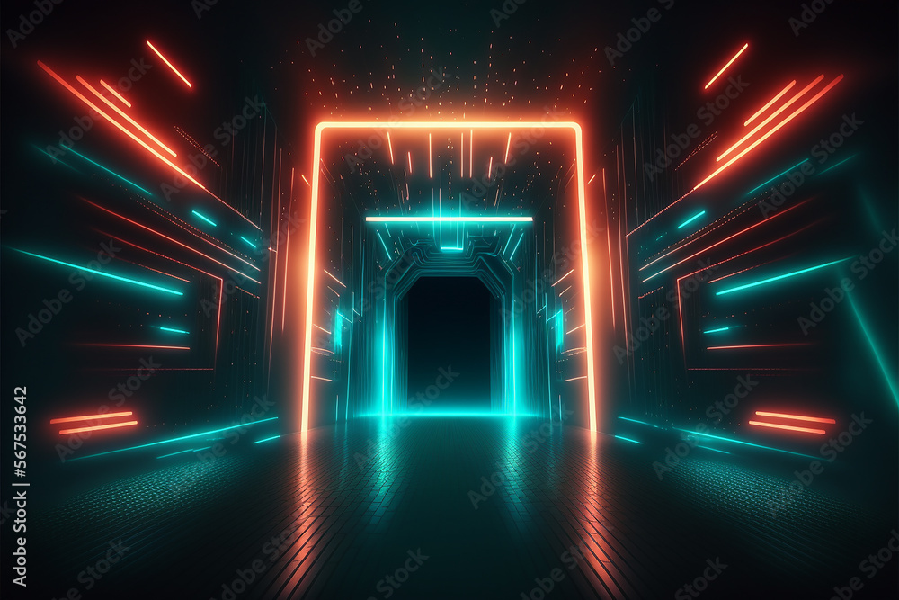 Poster futuristic technology abstract background with lines for network. illustration generative ai
