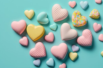 Obraz premium Pastel Chocolate Candy Hearts, Valentine's Day and Easter, Springtime 