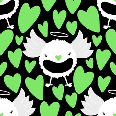 Halloween bats seamless angel and wings pattern for wrapping paper and kids clothes print and fabrics and linens