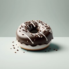 Front view tasty chocolote donut on white background