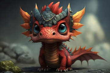 Cute Dragon Cartoon Mascot - Dragon Character - Generative AI