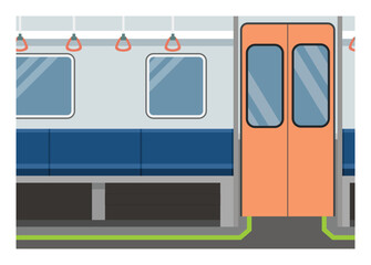 Empty commuter train car. Simple flat illustration. 
