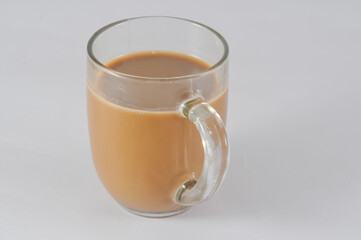 glass of cappuccino isolated on white background