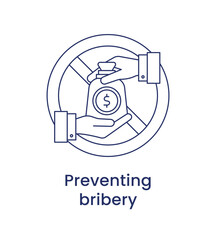 Preventing bribery icon, ESG Governance concept. Vector illustration isolated on a white background.